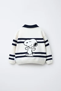 SNOOPY PEANUTS™ STRIPED KNIT POLO SHIRT