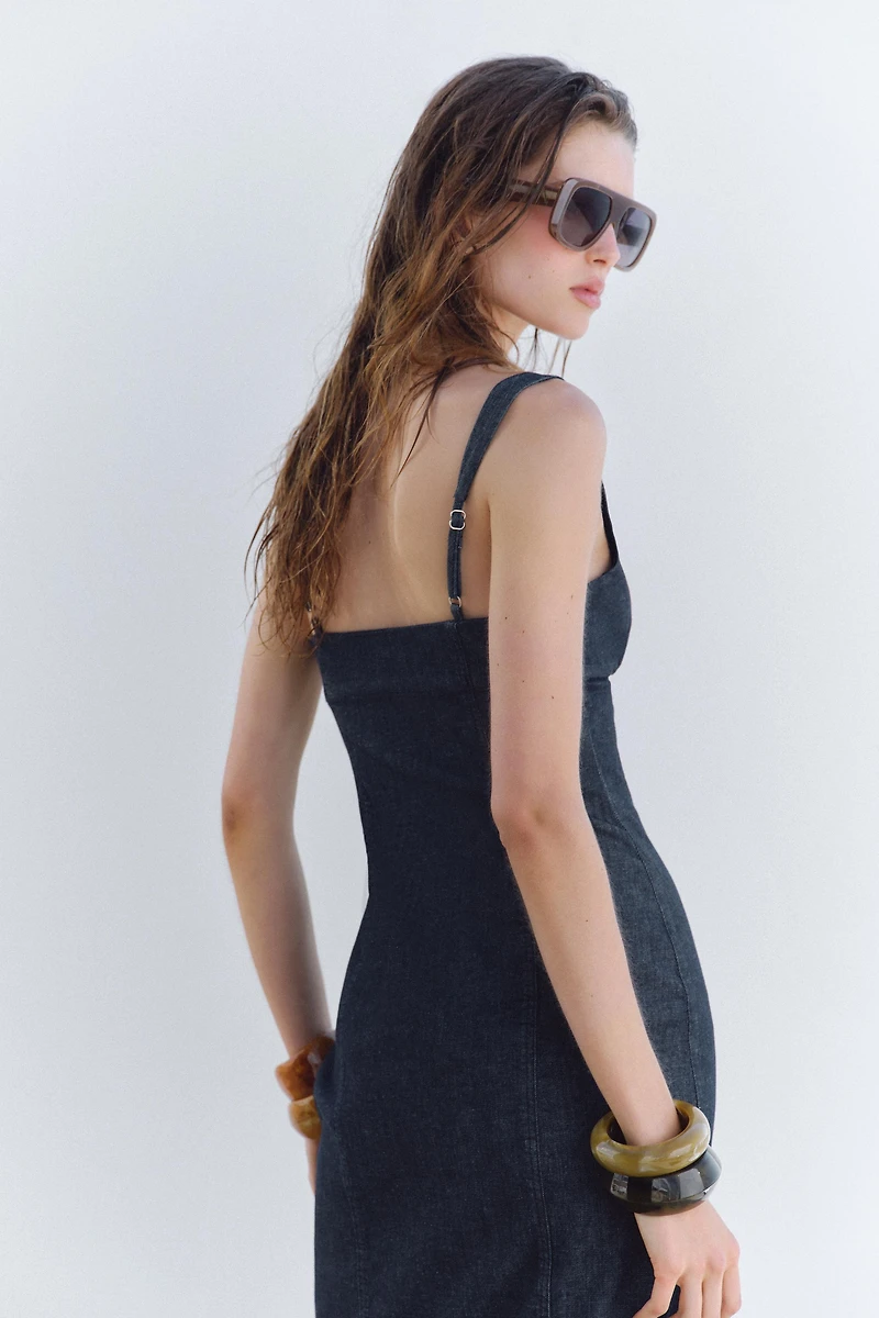 Z1975 STRAPPY DENIM MIDI DRESS