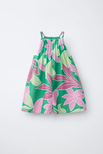 FLORAL HALTER NECK SHORT JUMPSUIT