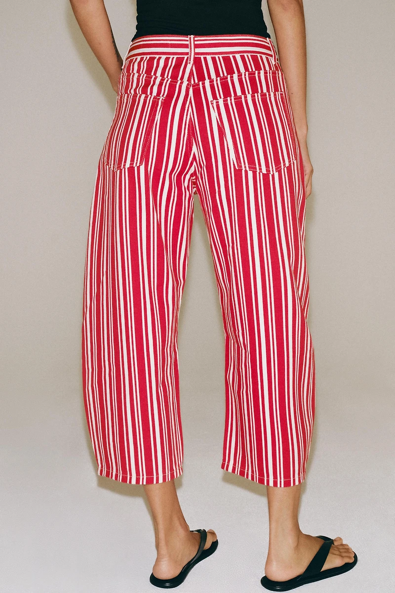 ZW COLLECTION STRIPED MID-RISE BALLOON CAPRI JEANS