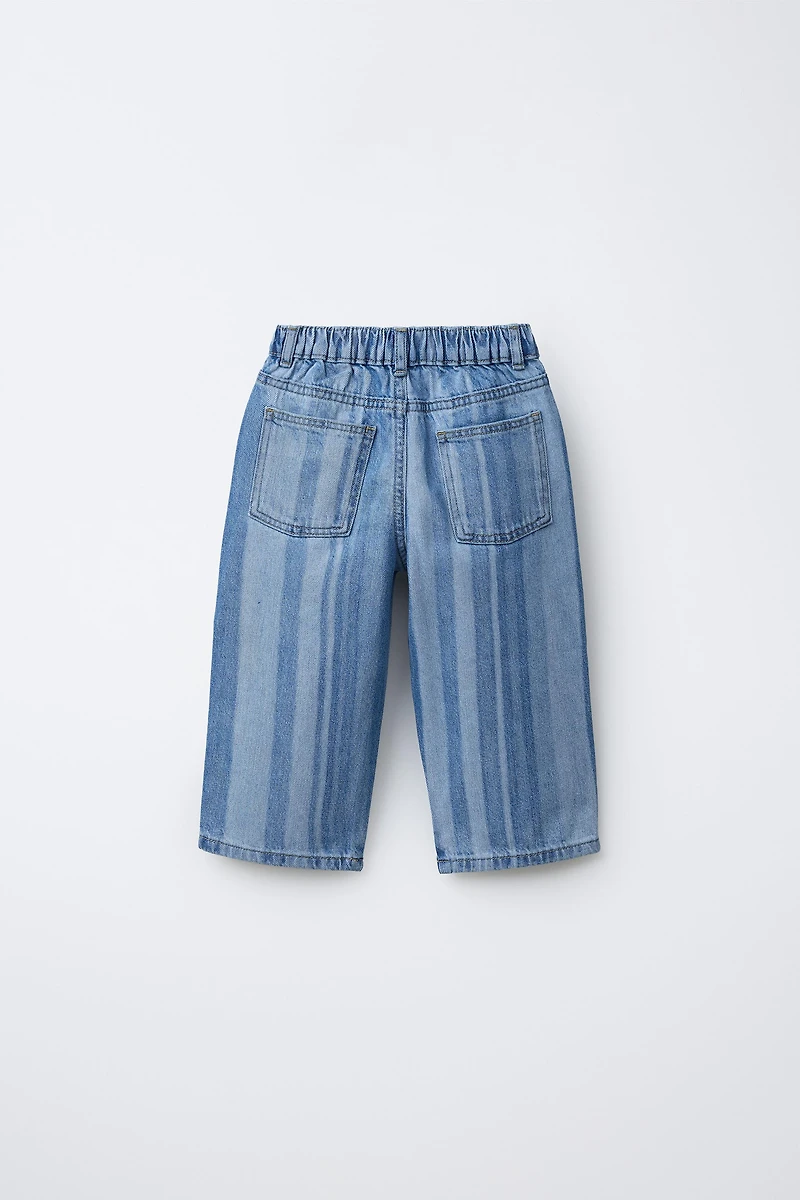 STRIPED WIDE LEG JEANS