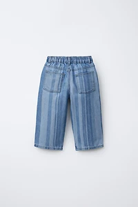 STRIPED WIDE LEG JEANS