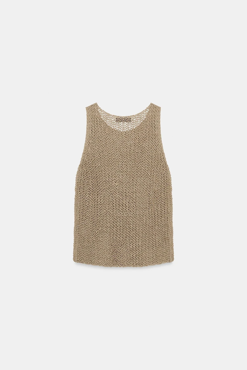 100% LINEN OPEN-KNIT TOP