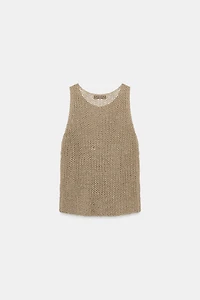 100% LINEN OPEN-KNIT TOP