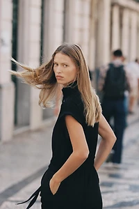 BELTED LONG JUMPSUIT