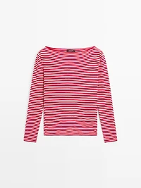 Striped long sleeve knit sweater