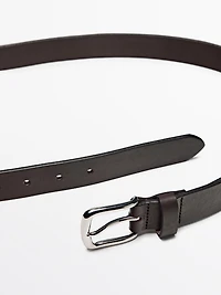 Nappa leather belt with nickel buckle