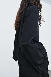 ZW COLLECTION PINSTRIPE HIGH NECK BLAZER