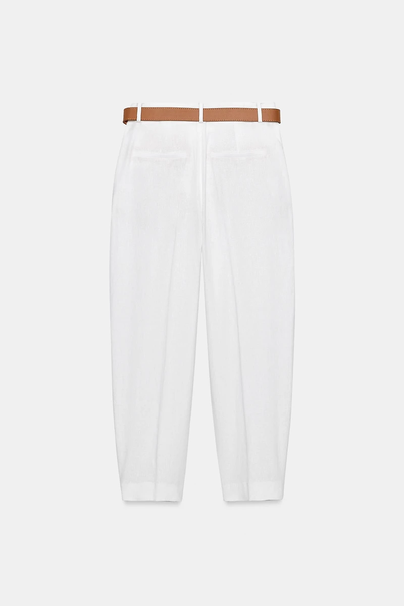 LINEN BELTED PANTS