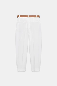 LINEN BELTED PANTS