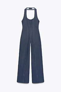 TWILL JUMPSUIT WITH TOPSTITCHING