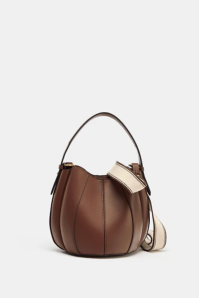 TOPSTITCHED BUCKET BAG
