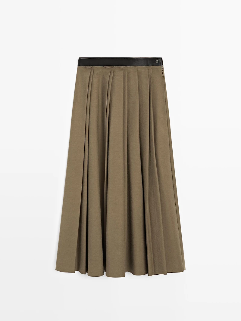 Pleated midi skirt with waist detail
