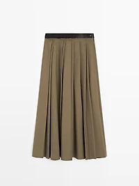Pleated midi skirt with waist detail