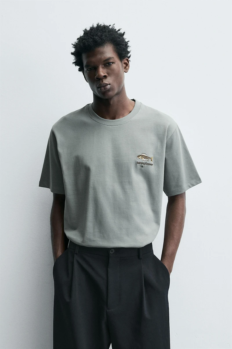 EMBROIDERED FISH T-SHIRT
