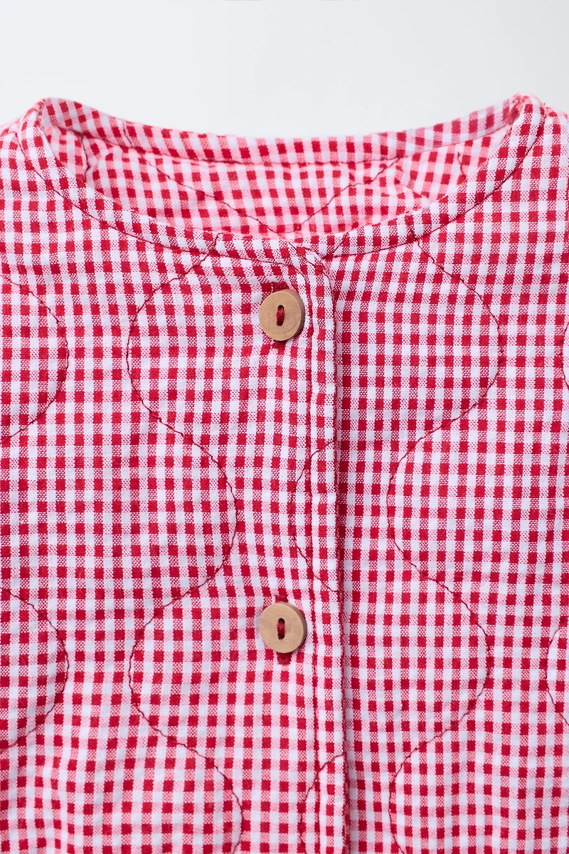 GINGHAM PRINT QUILTED JACKET