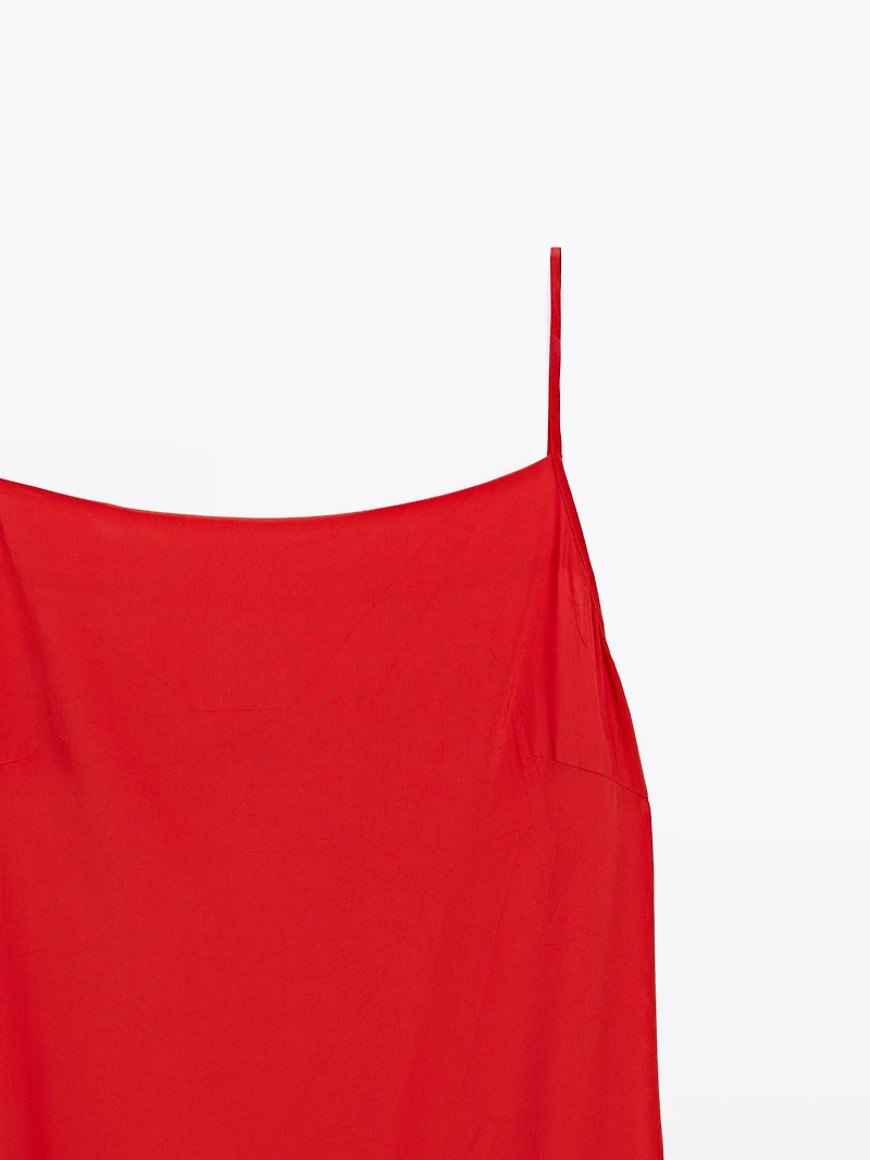 Midi dress with a straight neckline