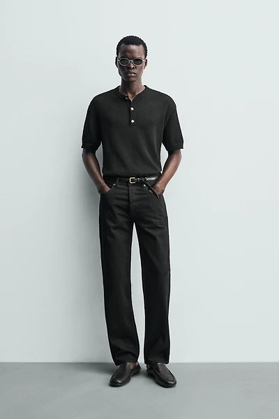 KNIT HENLEY SHIRT