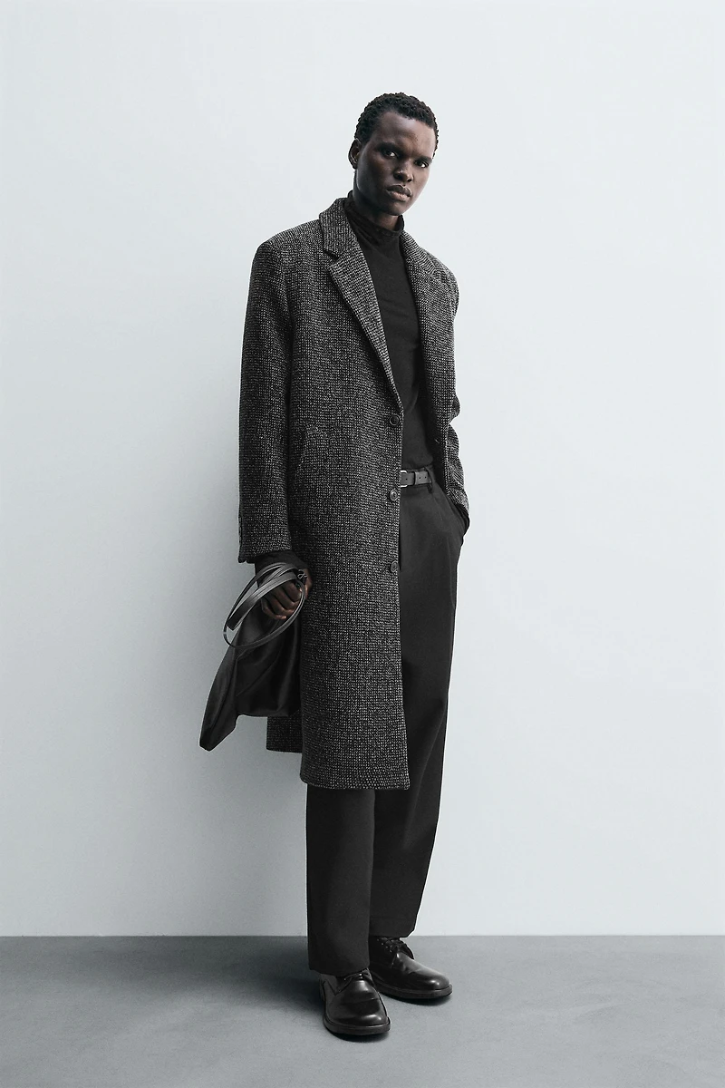 TEXTURED WOOL BLEND COAT