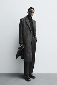 TEXTURED WOOL BLEND COAT