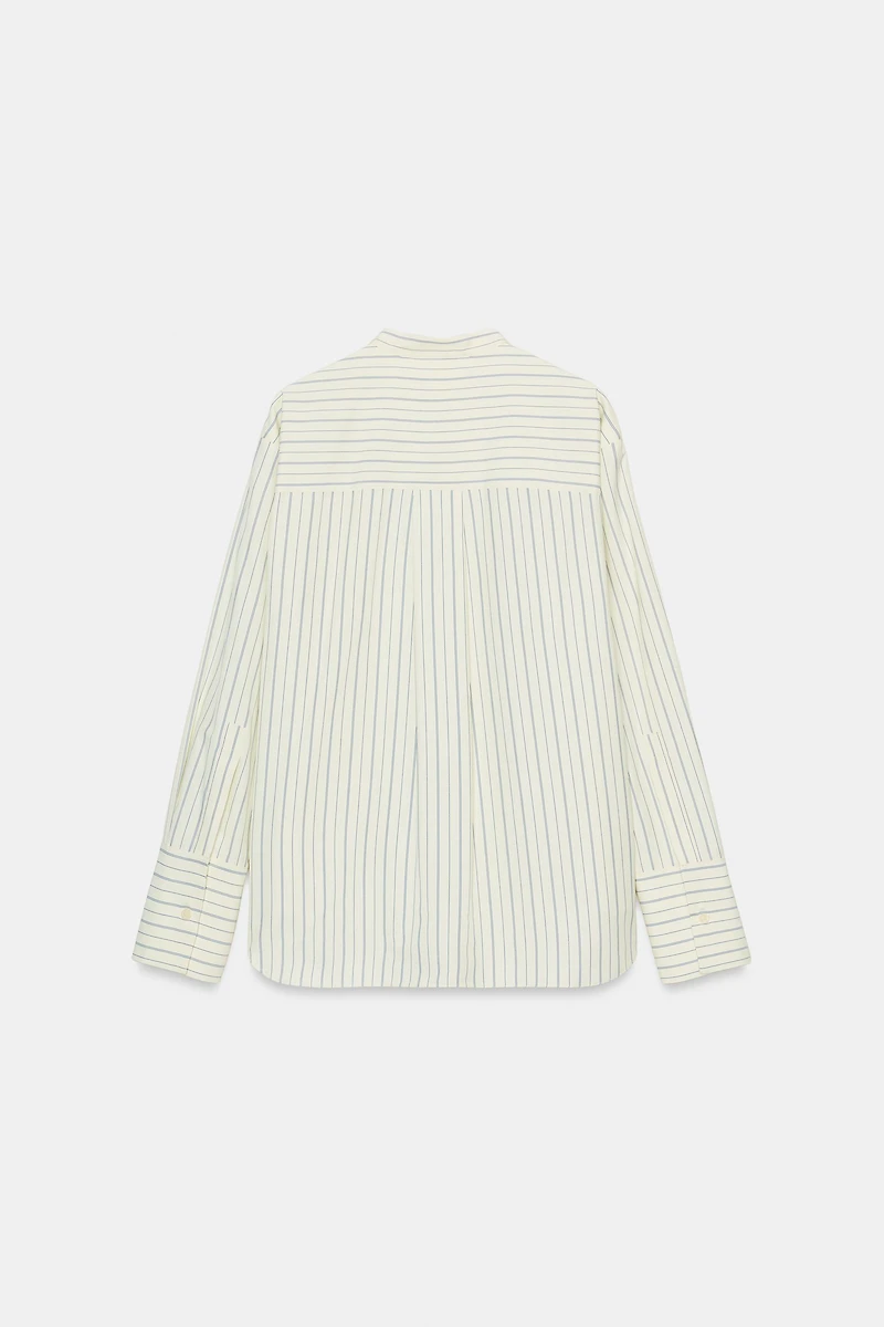 STRIPED MANDARIN COLLAR SHIRT ZW COLLECTION