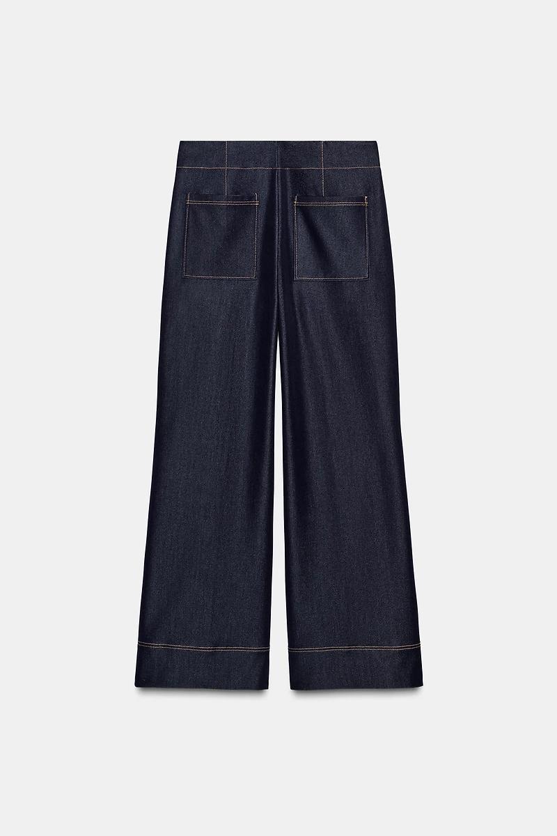 CONTRAST TOPSTITCHING BOOTCUT PANTS