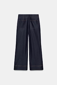 CONTRAST TOPSTITCHING BOOTCUT PANTS