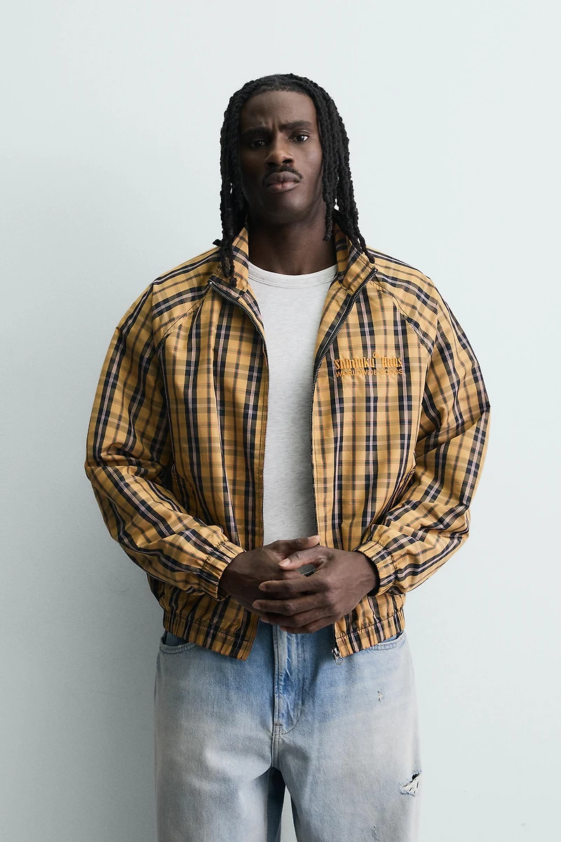 BOXY FIT PLAID TECHNICAL JACKET