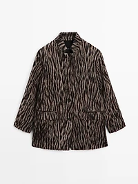 Wool blend animal print coat