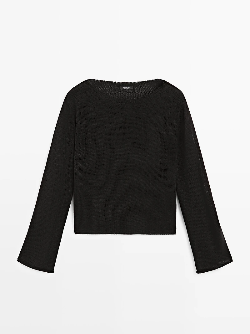 Flowing knit boat neck sweater