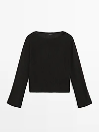 Flowing knit boat neck sweater