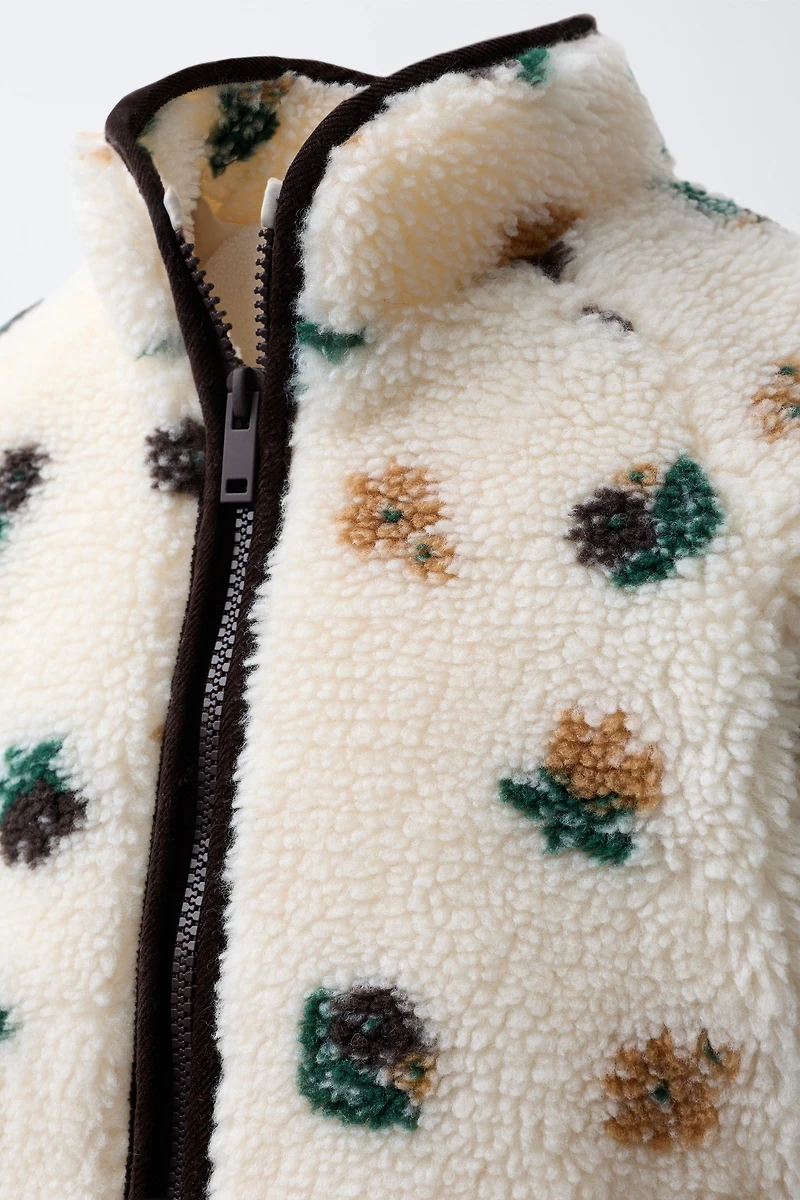 FLEECE FLORAL JACKET