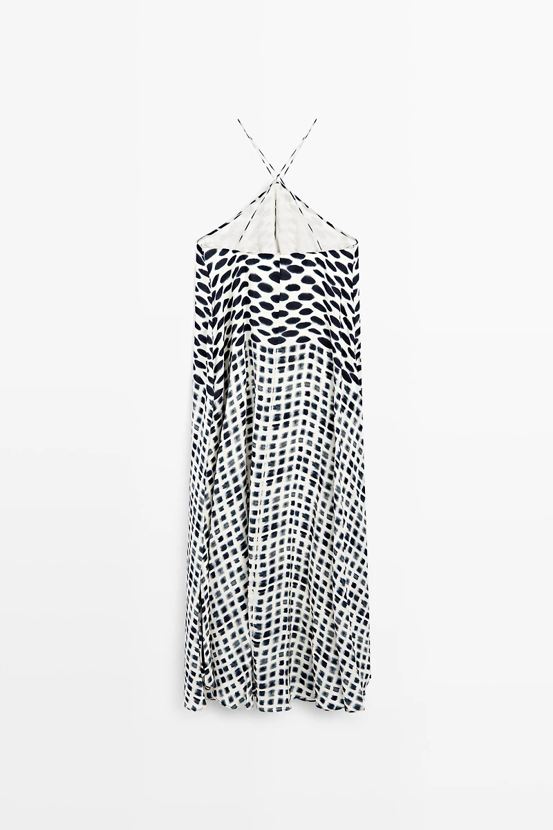 Printed flared midi dress