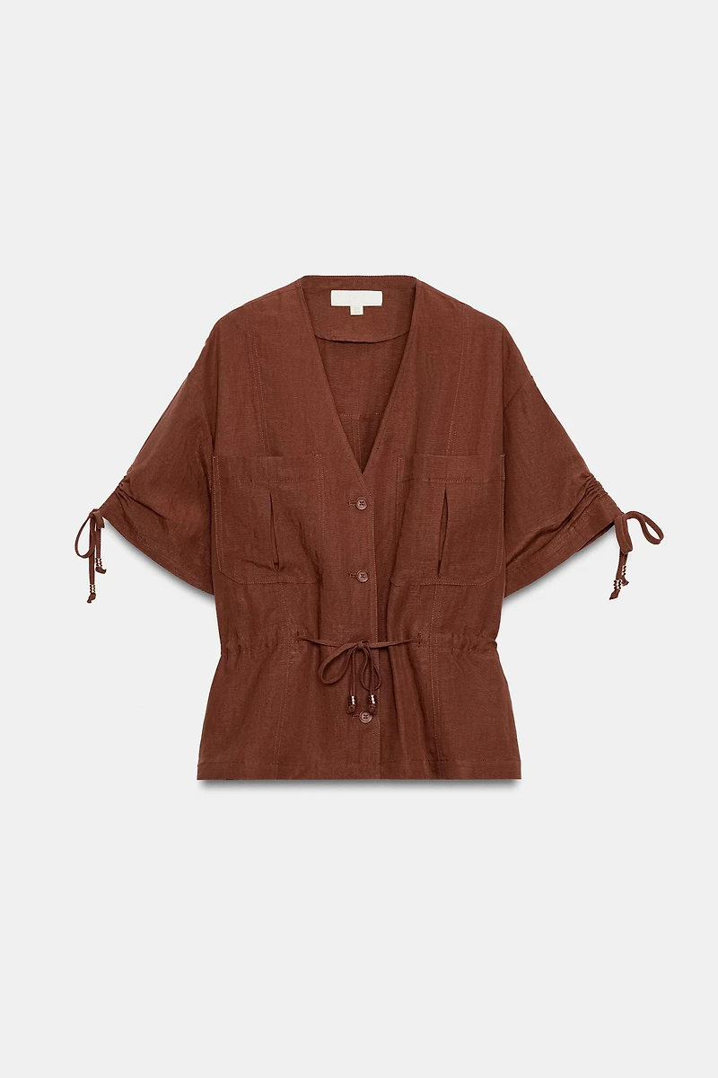 SHORT SLEEVE BEADED SAFARI JACKET
