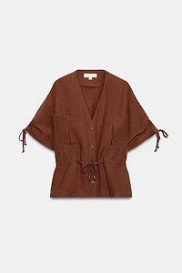 SHORT SLEEVE BEADED SAFARI JACKET
