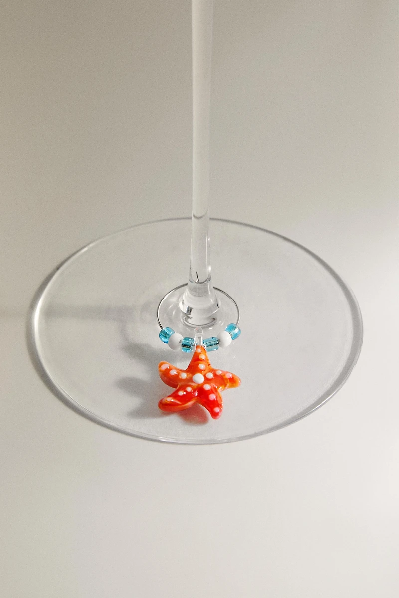 MARINE GLASS WINE CHARMS SET