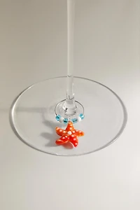 MARINE GLASS WINE CHARMS SET