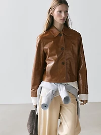 Veste courte en cuir nappa