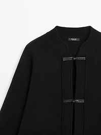 Veste en maille à col mao mélange de laine