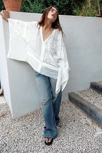 ZW COLLECTION EMBROIDERED CAPE BLOUSE