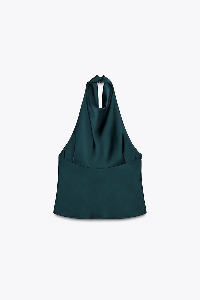 SATIN EFFECT HALTER TOP