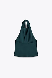 SATIN EFFECT HALTER TOP