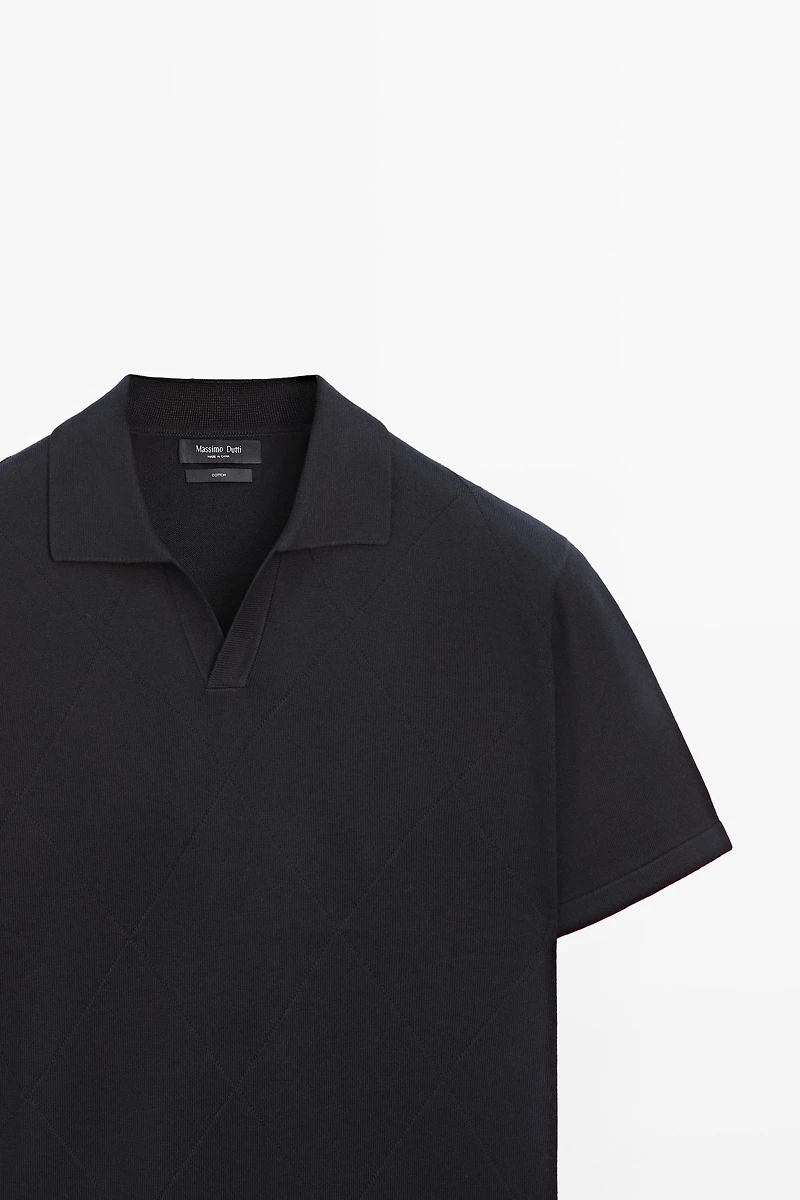 Polo en maille intarsia 100 % coton