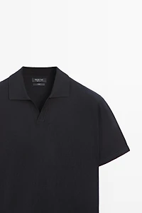 Polo en maille intarsia 100 % coton