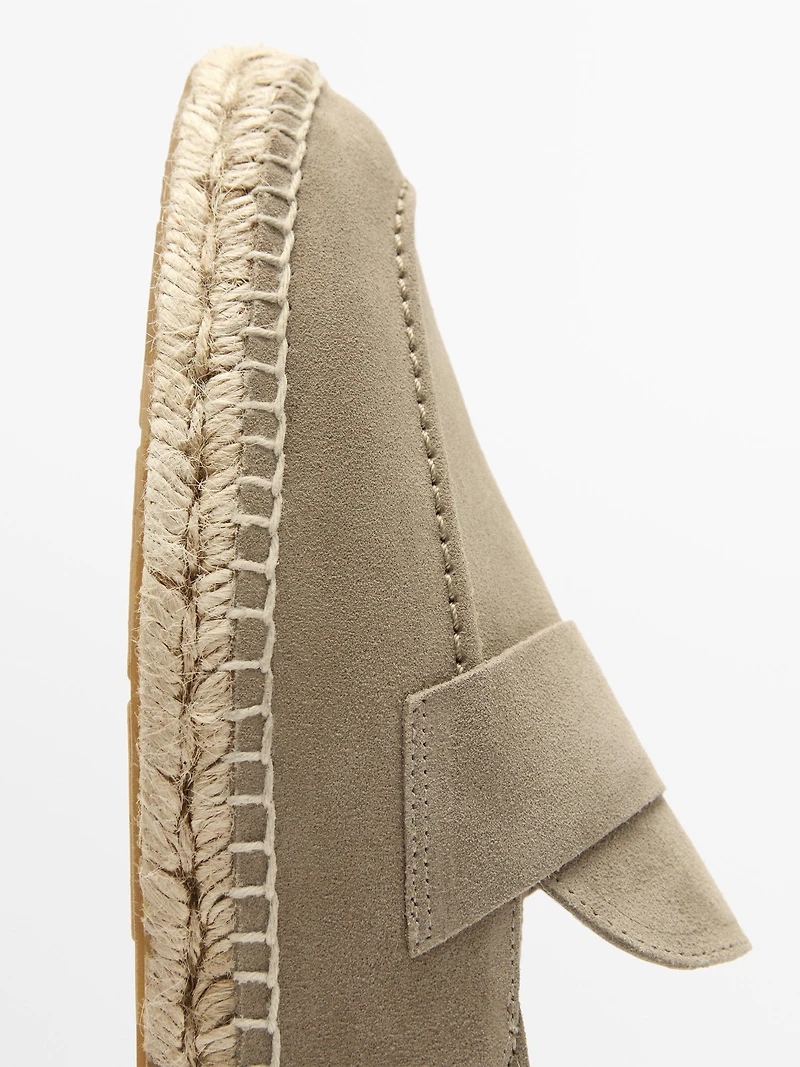 Split suede leather espadrille with piece