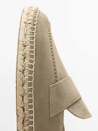 Split suede leather espadrille with piece