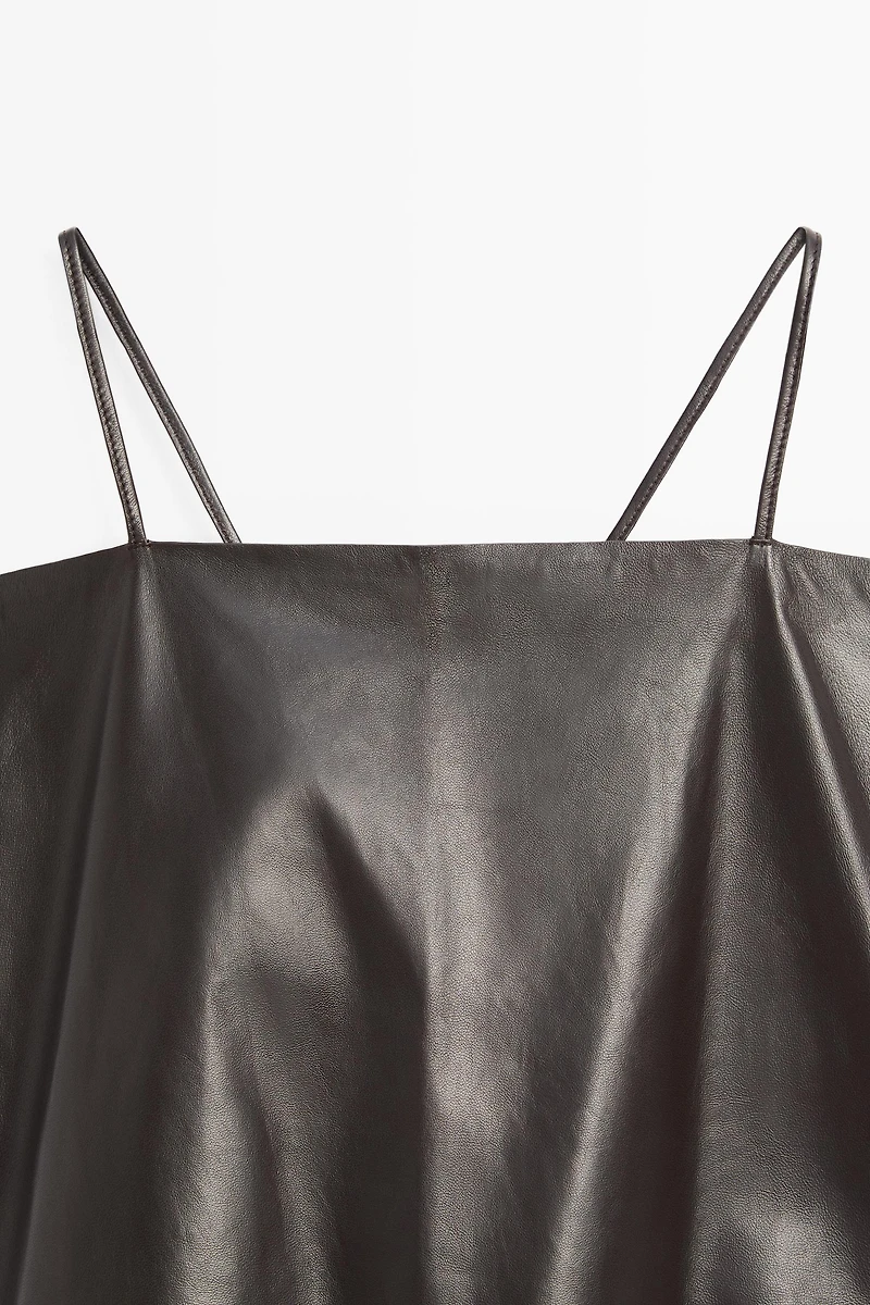 Nappa leather strappy top with back detail