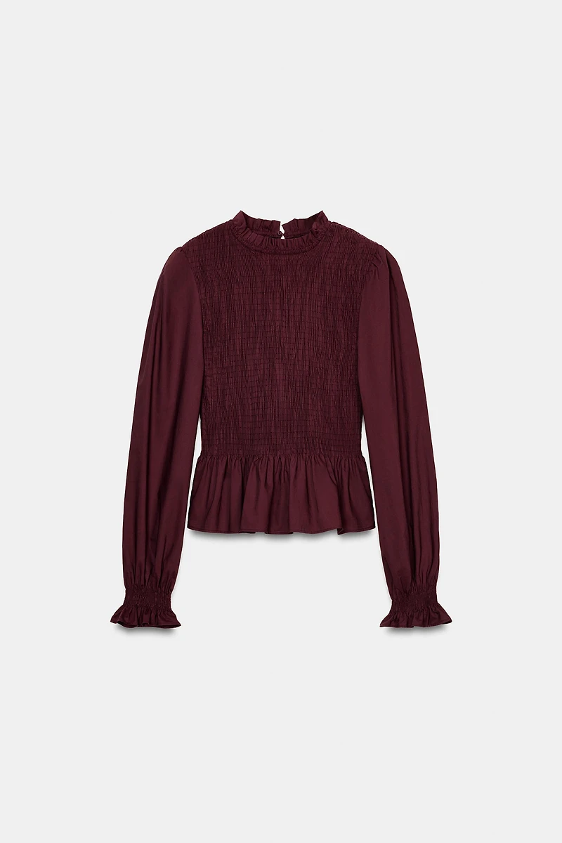 SMOCKED STRIPED SHIRT