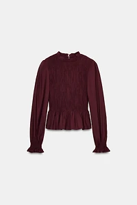 SMOCKED STRIPED SHIRT