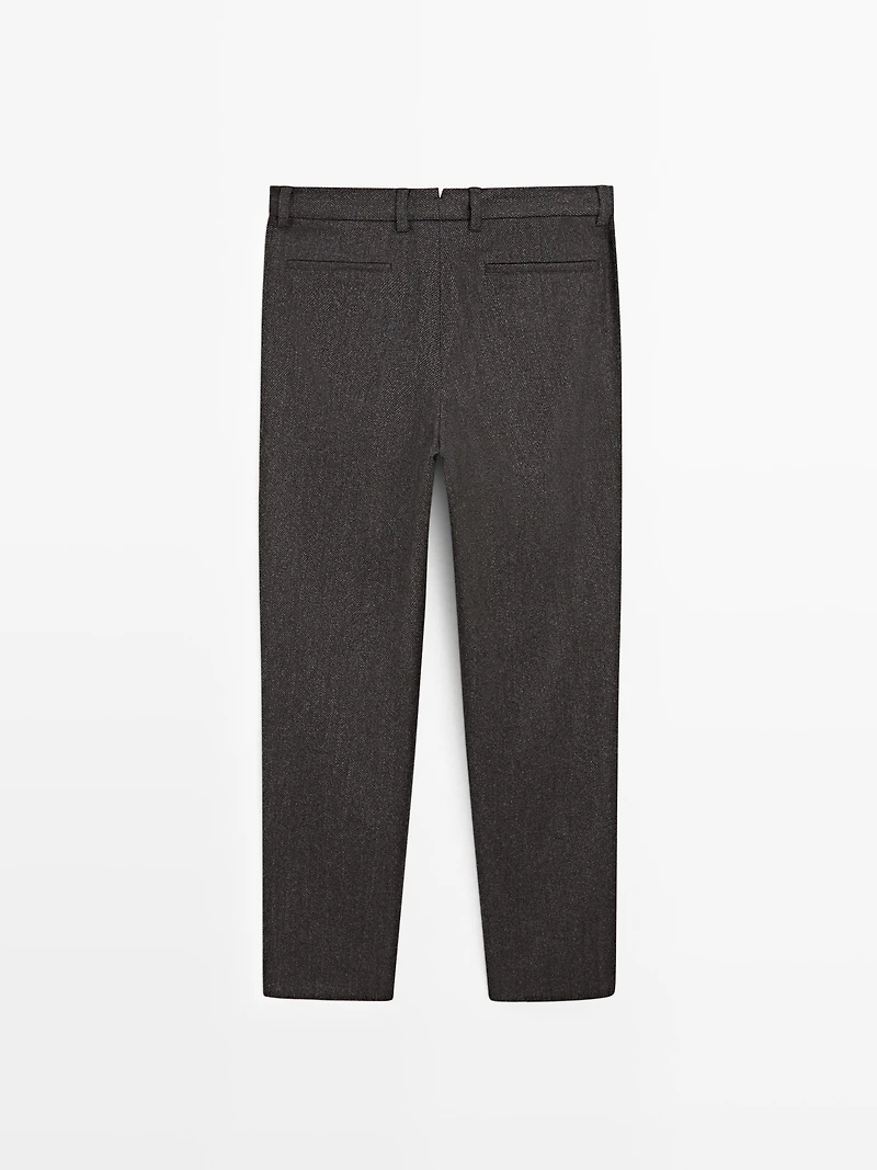 Pantalon en sergé de laine mélangée